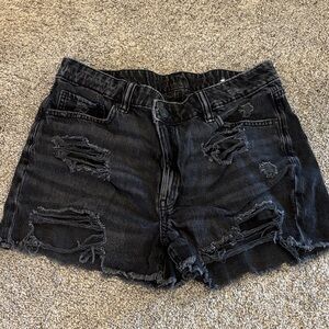 American Eagle Outfitters Black Distressed Denim Shorts